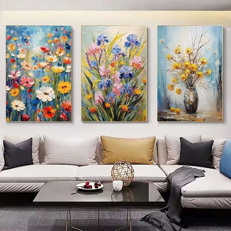 Potdemiel Wandkunstdruck Löwenzahn Blumenmeer Minimalistisches Leinwandgemälde in Mehrfarbig - Bild 3