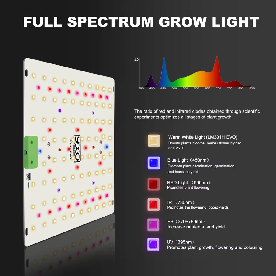 YXO YUXINOU Vollspektrum LED Wachstumslichtleiste LM301H EVO Quantum mit 180W für Gewächshäuser in Weiß - Bild 2