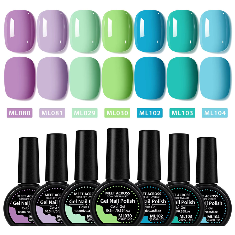 MEET ACROSS Gel-Nagellack-Set, 7-teilig, 10,3 ml, glänzend - Bild 2