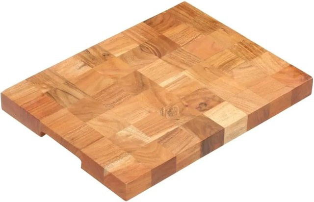 vidaXL Hackblock aus Akazie Massivholz in Braun, B/T/H: 40 x 30 x 3,8 cm - Bild 1