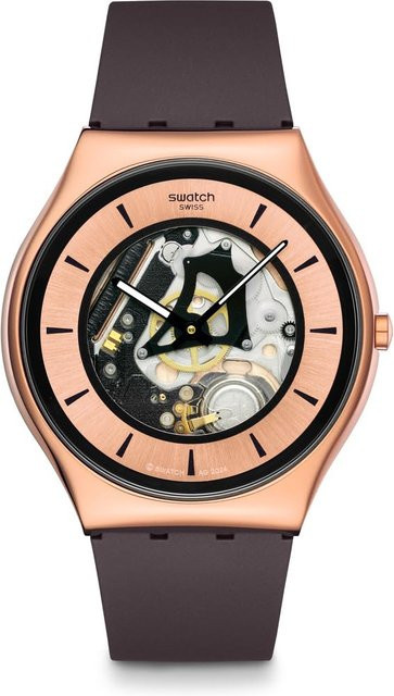 Swatch Armbanduhr, Roségold, Edelstahl, Silikon, Unisex, rosa - Bild 1