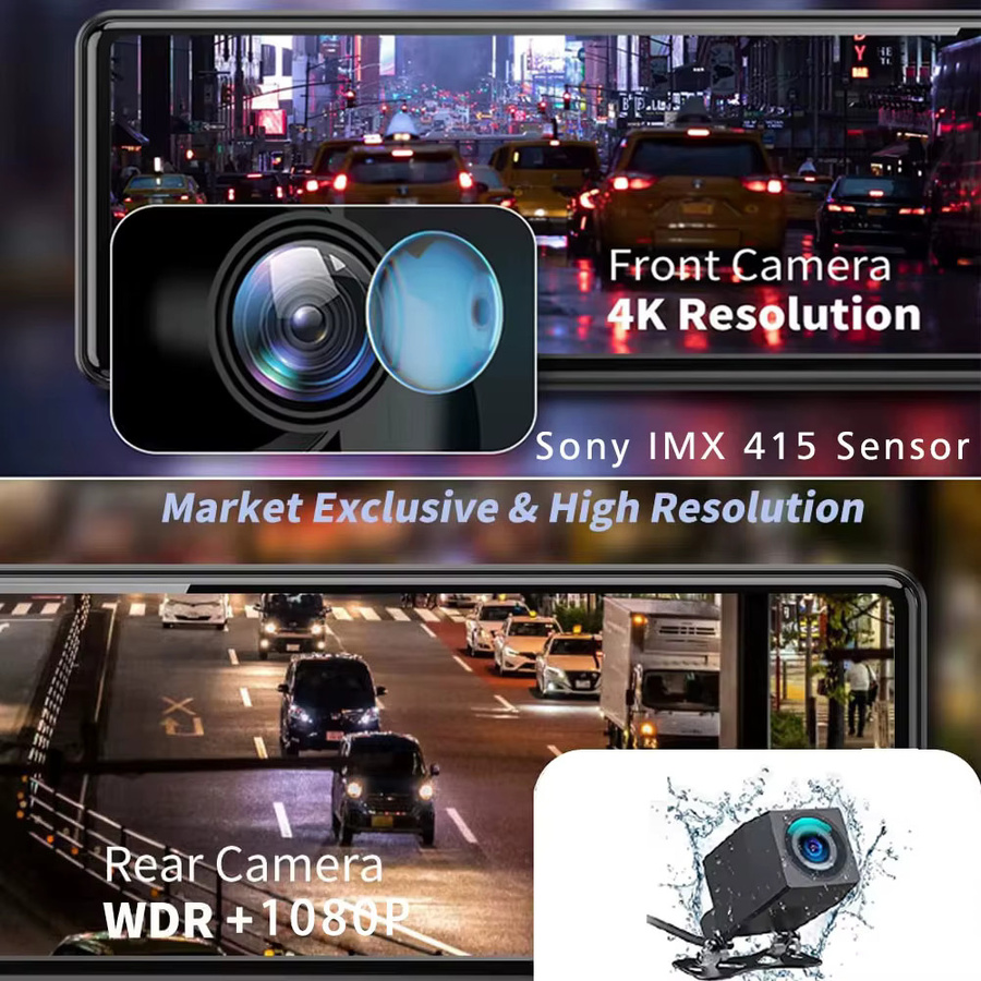 OMGO Dashcam Rückspiegel mit Dual-Objektiv, 4K UHD 2160P, GPS und WiFi, 11,26 Zoll IPS Bildschirm, Schwarz - Bild 5