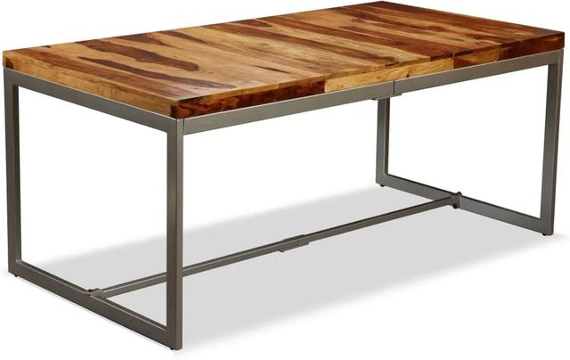 vidaXL Esstisch aus Massivholz Sheesham und Stahl im Industrial Design, Braun, B/T/H: 180 x 90 x 76 cm - Bild 1