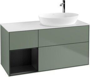 V&B Waschtischunterschrank Finion mit Wandbeleuchtung in Blau lackiert, Breite: 120 cm, Tiefe: 50,1 cm, Höhe: 50,1 cm - Bild 1