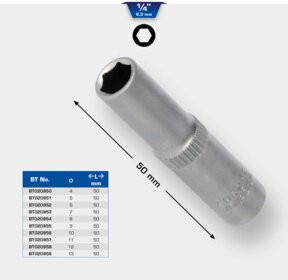 Brilliant Tools 1/4 Zoll Sechskant-Stecknuss aus Chrom-Vanadium in Silber, 13 mm - Bild 2