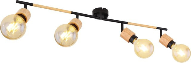 Globo Lighting Wand- und Deckenspot JORNA in Schwarz und Holz mit E27 Fassung - Bild 1