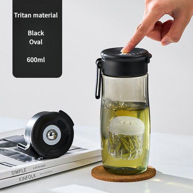 GIANXI Magnetische Teetasse mit Tee-Wasser-Trennkessel und Henkel aus Tritan Material, Tragbare Sport Wasserflasche, Grau - Bild 1