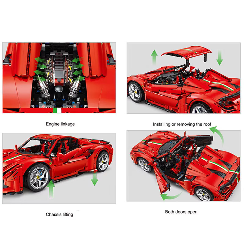 Barweer MOC F8 Klassisches Rotes Supercar Bausteine Set mit 3781 Teilen als Technisches Montage Sport Auto Racing Modell für Sammler - Bild 4