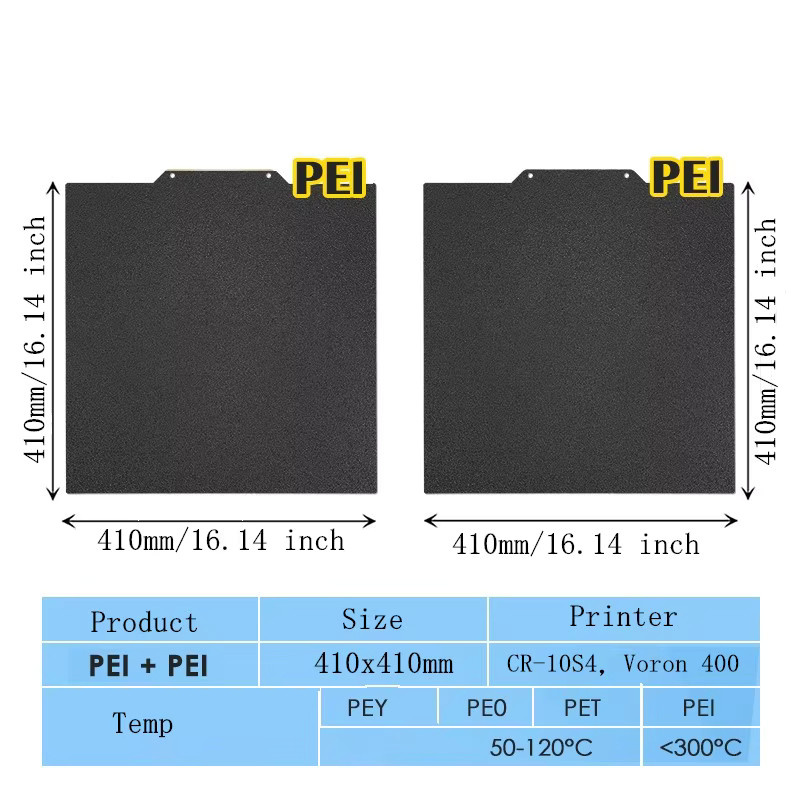 FLEXBED Doppelseitige strukturierte PEI Flexible Federstahlplatte mit Magnetbefestigung für CR-10 S4, Voron 400 und Voron Core XY 3D-Drucker, B/T: 41,0 x 41,0 cm, Schwarz/Gold - Bild 2