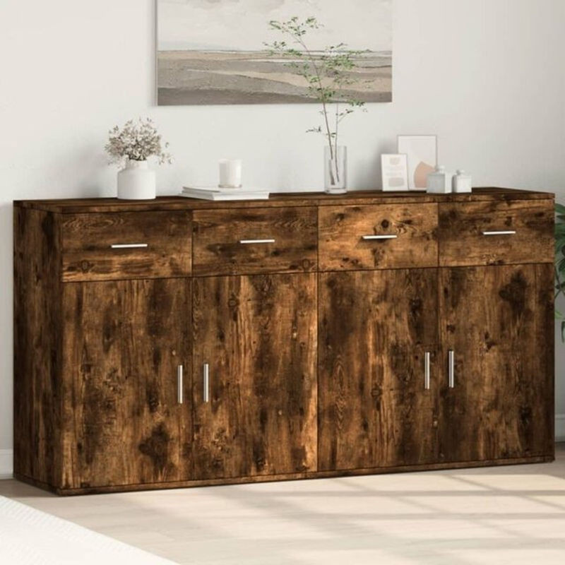 2er-Set Sideboards Vidaxl aus Holzwerkstoff in Räuchereiche, Modern, B/T/H: 79 x 38 x 80 cm - Bild 1