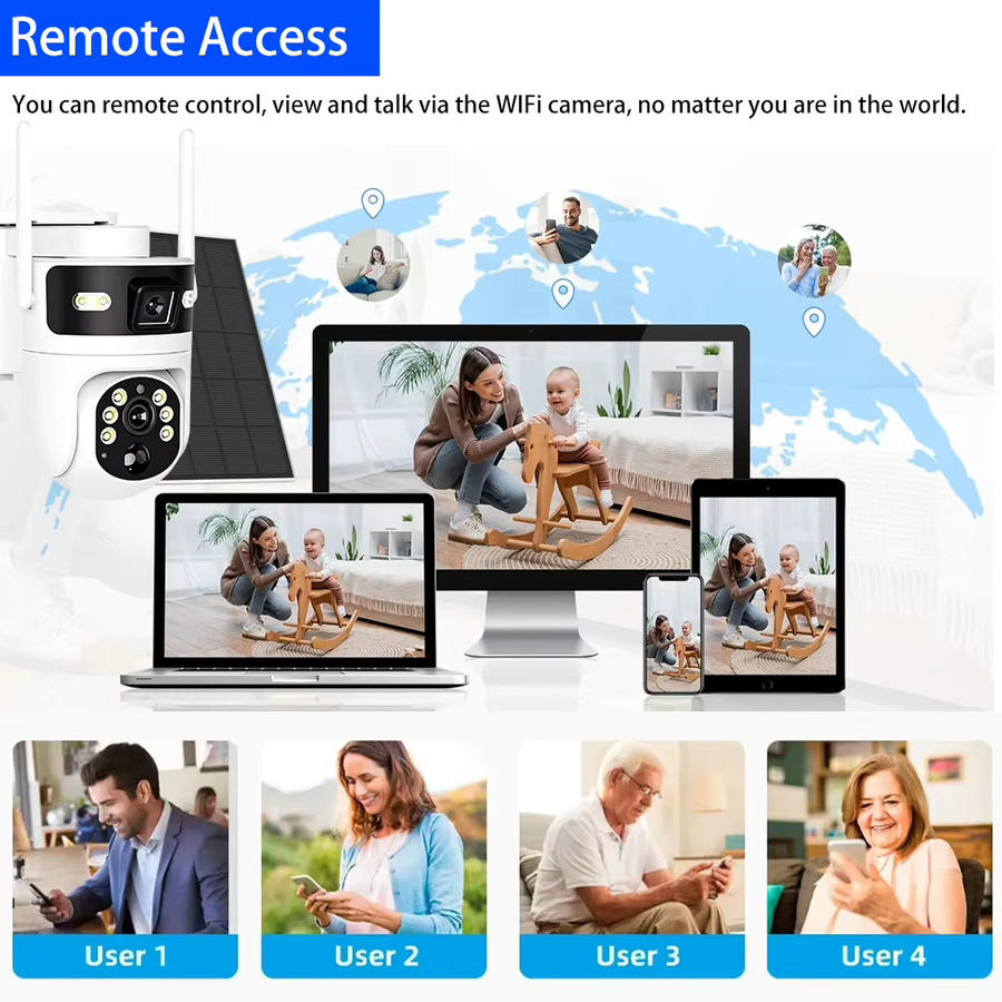 NINIVISION 4G Solarüberwachung PTZ IP-Kamera mit 4K 8MP Auflösung, ICam365 Smart Security, Zwei-Wege-Audio, PIR-Erkennung und Vollfarb-Nachtsicht in Weiß - Bild 5