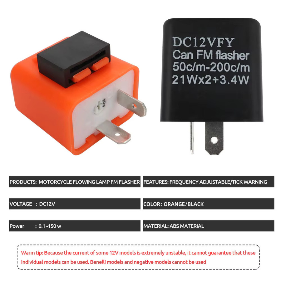 KEVANLY Motorrad LED Blinkrelais 2Pin mit einstellbarer Frequenz in Orange - Bild 2