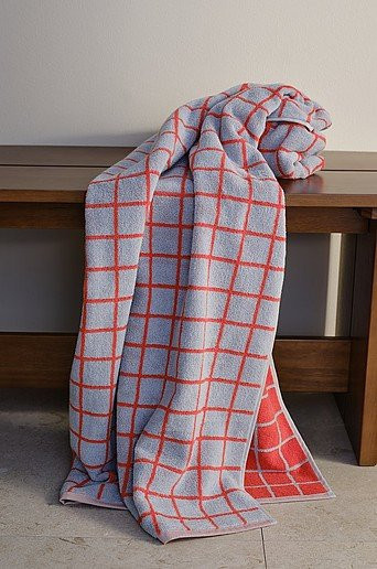 Jotex GRID Badetuch aus Baumwolle, Blau/Mehrfarbig, Breite: 90 cm, Länge: 150 cm - Bild 1