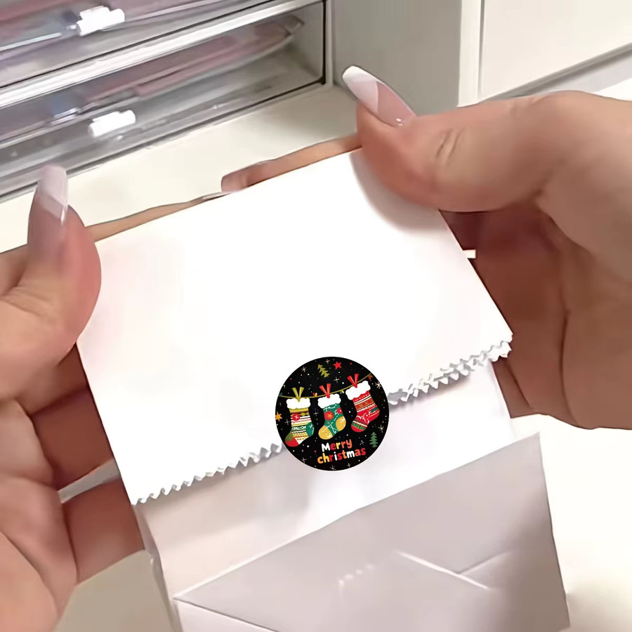 500 Blatt Weihnachts-Aufkleberrollen für Notizbücher und Laptops in Beige und Multicolour - Bild 3