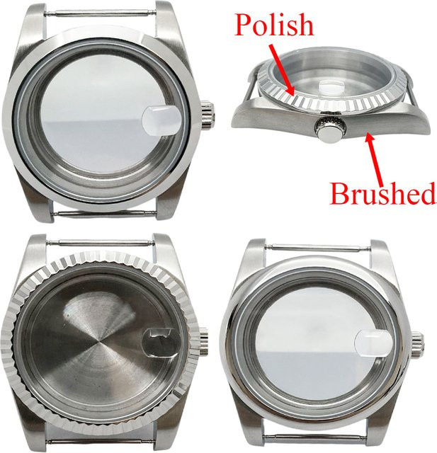 miuksi Uhrengehäuse Edelstahl, Silber, 36mm 39mm, Unisex - Bild 1