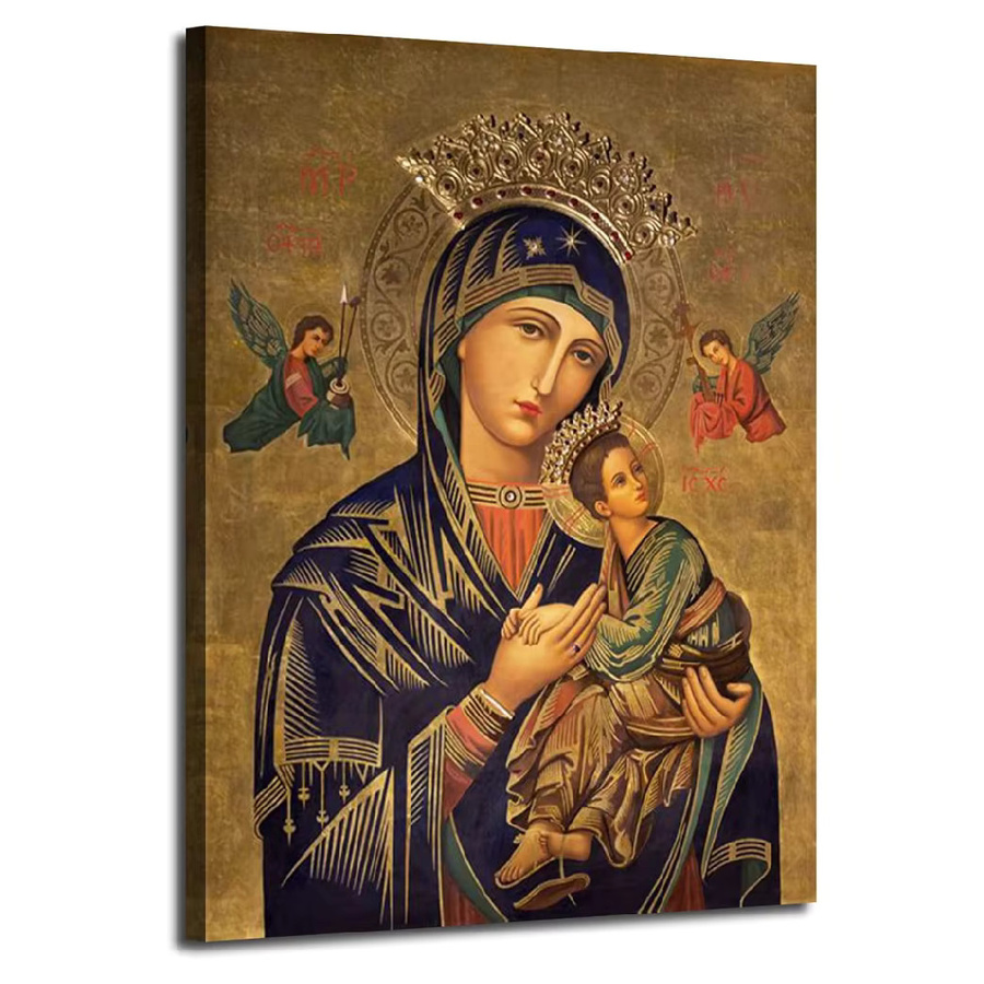 Russisch-Orthodoxe Ikone Heilige Jungfrau der Unerschleimlichen Hilfe Wandkunst als Poster mit Maria und Jesus in Mehrfarbig - Bild 5
