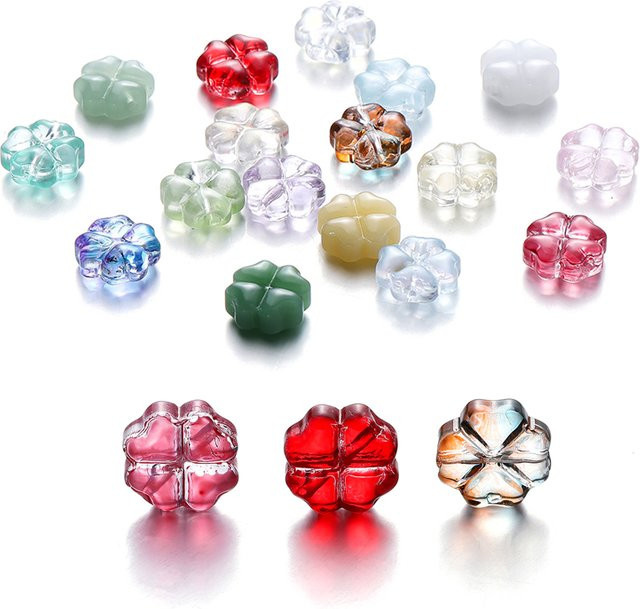 Glasperlen Kleeform, transparent, für Schmuck Charme Handwerk Zubehör - Bild 1