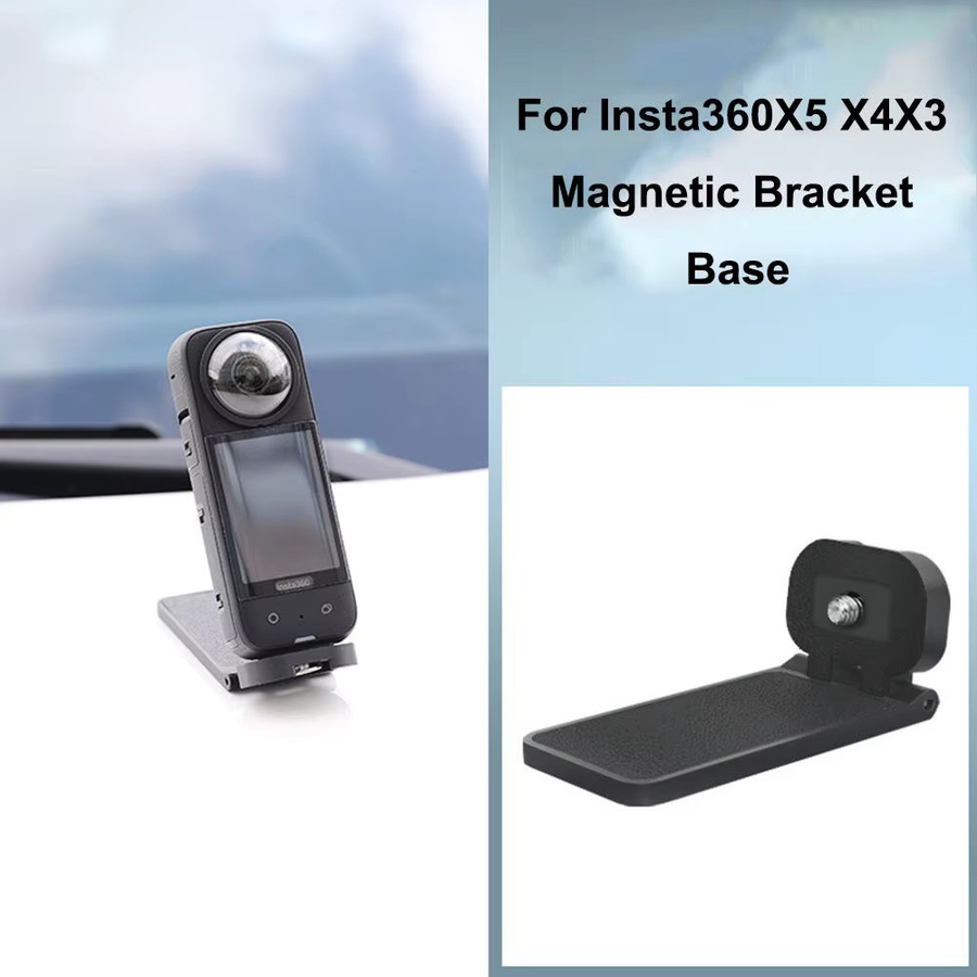 Magnetische Sport Kamera Halterung für Insta360 X3 X4 X5 in Schwarz als Desktop-Ständer und Wand-Montage für Vlogs und Autofahrten - Bild 4