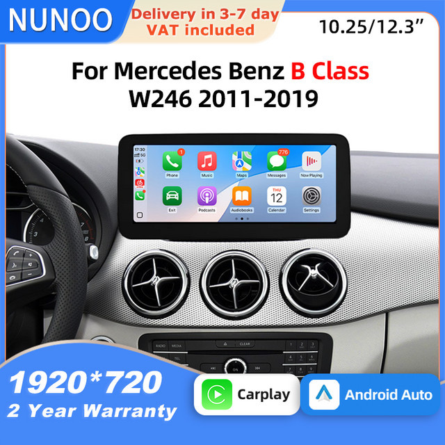 NUNOO Kabelloses CarPlay und Android Auto Multimedia-System für Mercedes Benz B-Klasse W246 2011-2019, Schwarz - Bild 1
