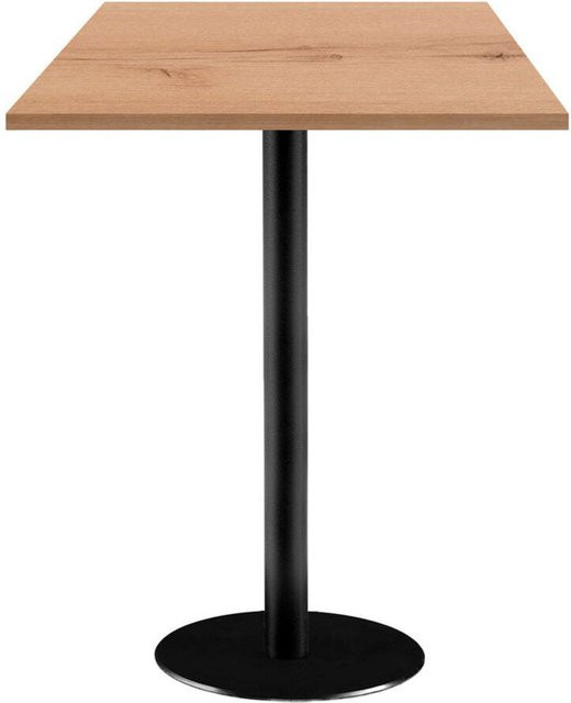 RestooTab Stehtisch Rome quadratisch in Eiche Natur mit schwarzem Gestell, B/T/H: 60 x 60 x 113 cm - Bild 1