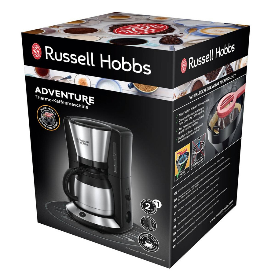Russell Hobbs Adventure Filterkaffeemaschine mit Thermokanne in Schwarz und Silber, B/H/T: 21,2 x 35,3 x 23,7 cm - Bild 2