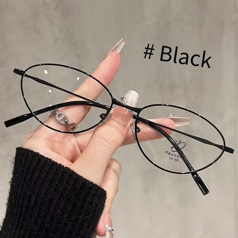 MDOD Lesebrille, Cat-Eye, Metall, Vollrand, Schwarz - Bild 1