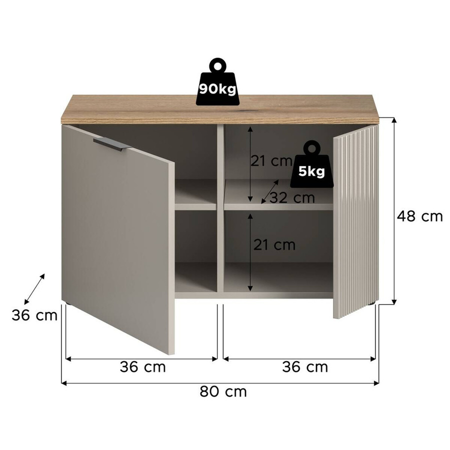 Sitzbank Slide xonox.home in Kaschmirgrau mit Evoke Oak Nachbildung, B/H/T: 80 x 48 x 36 cm - Bild 4