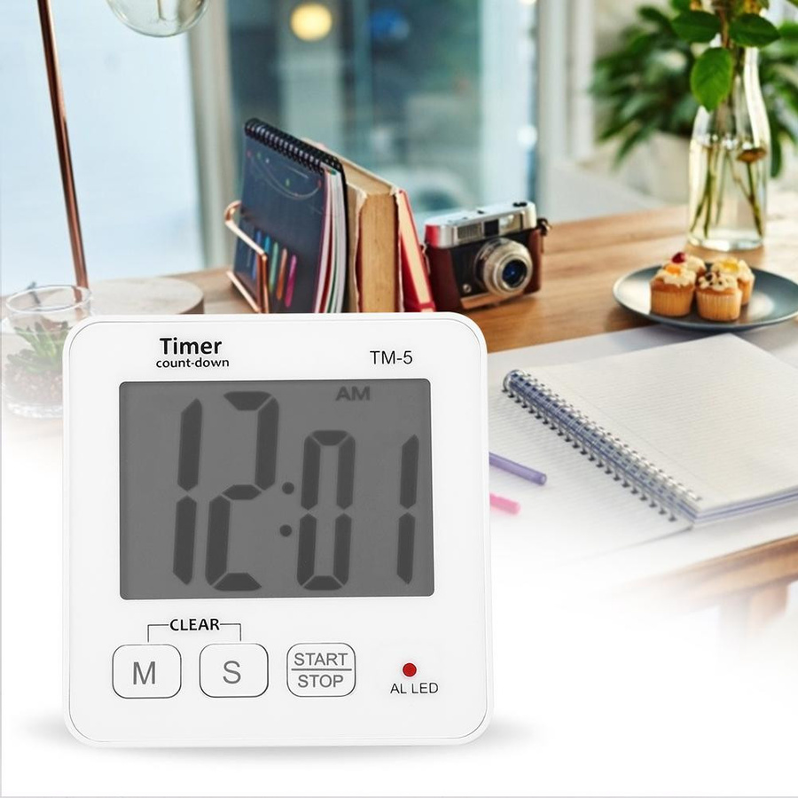 KONNWEI Tragbarer Küchen-Kochtimer mit Digitalanzeige und Wecker in Weiß - Bild 2