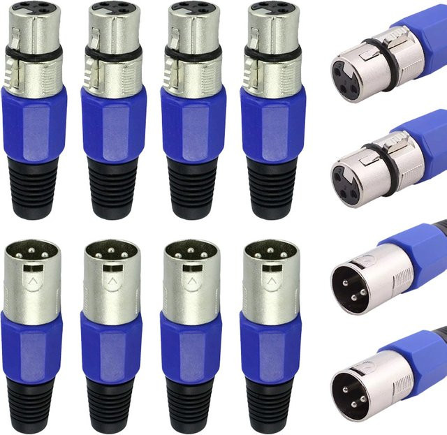 3-Pin XLR Stecker Set Männlich und Weiblich Blau für Mikrofon und Audio-Verdrahtung - Bild 1