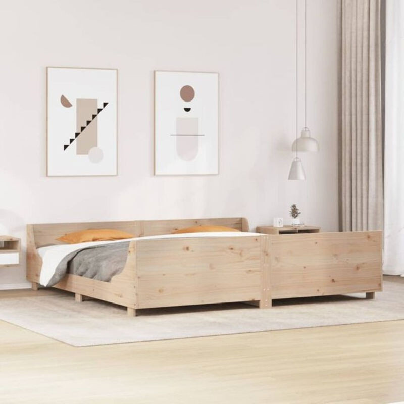 Massivholzbett Vidaxl aus Kiefer in Braun, B/T/H: 200 x 200 x 52 cm - Bild 1