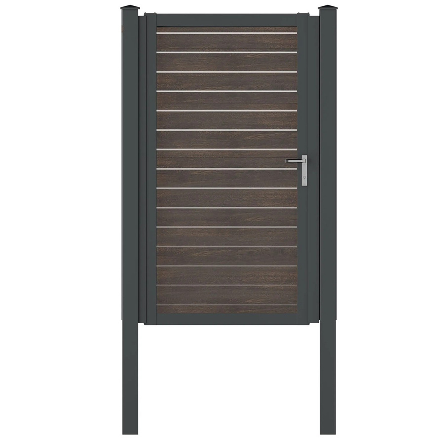 Vidual Gartentor Swing-pure Einzeltor aus Aluminium in Dark Oak mit Drückergarnitur B: 100 cm, H: 175 cm - Bild 2