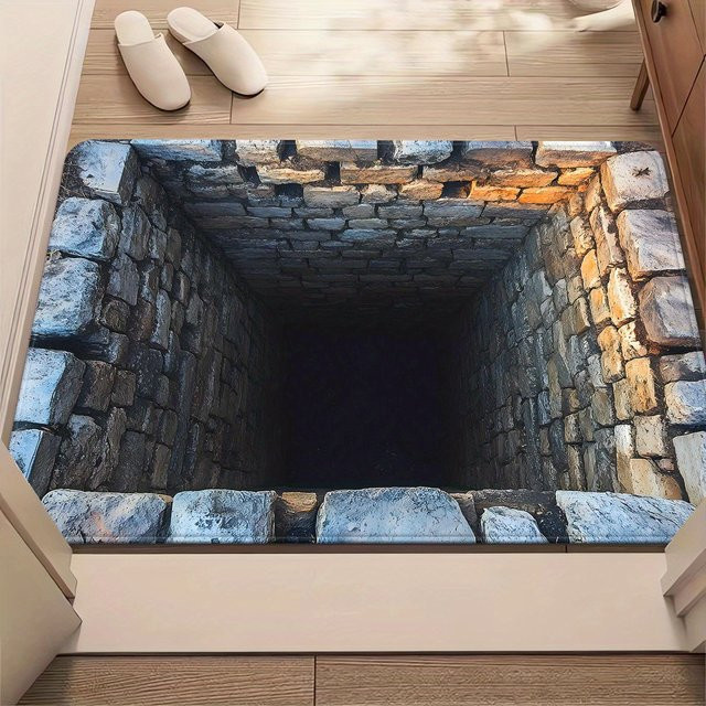 VIKAMA Rutschfeste Fußmatte im Fantasy Style Black Hole Stone Design, Schwarz, B/T: 60 x 40 cm - Bild 1