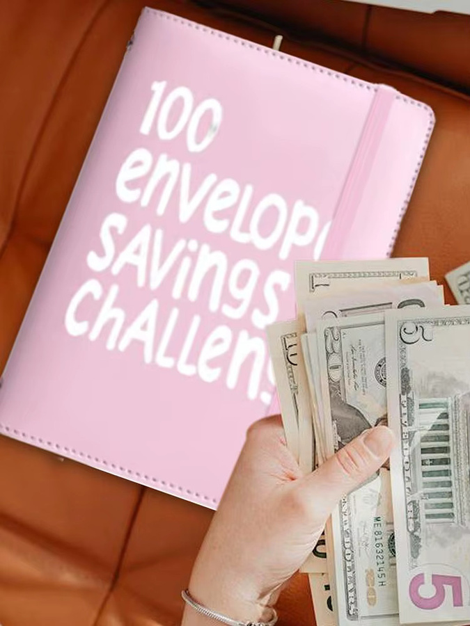 100-Tage-Geldspar-Umschlag als Budgetplaner und Spar-Challenge in Lila - Bild 4