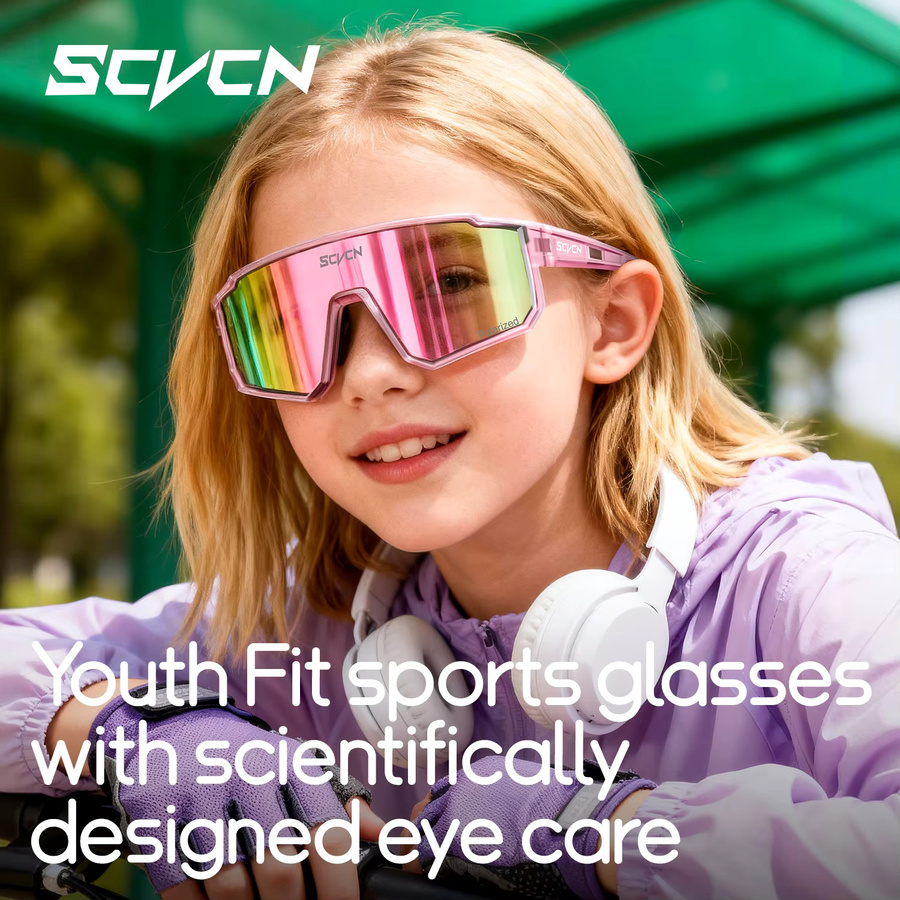 SCVCN Sportsonnenbrille Kinder, Vollrand, rot, Kunststoff - Bild 2