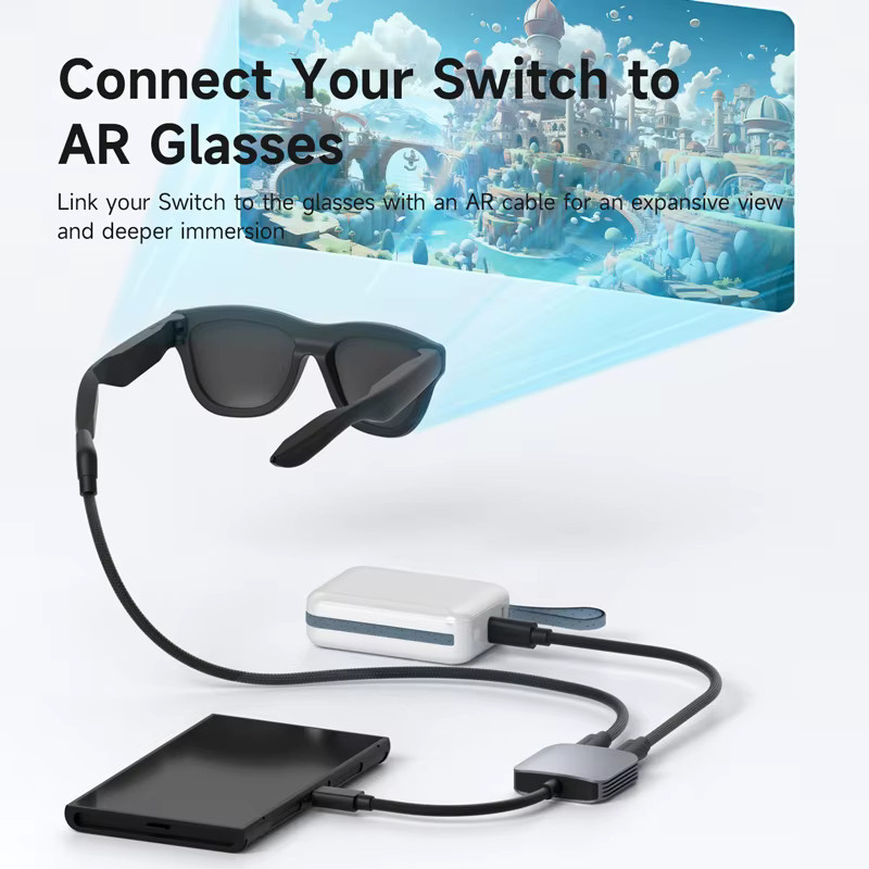 Hagibis AR Smart Glasses USB-C Lade- und Datenkabel mit Keilstecker für XREAL One/Air und RayNeo Air VITURE, Schwarz - Bild 3