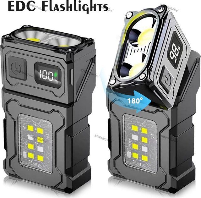 XIWANGFIRE EDC Mini-LED-Taschenlampe, wiederaufladbar und magnetisch, ideal für Wandern, Camping und Notfälle - Bild 1