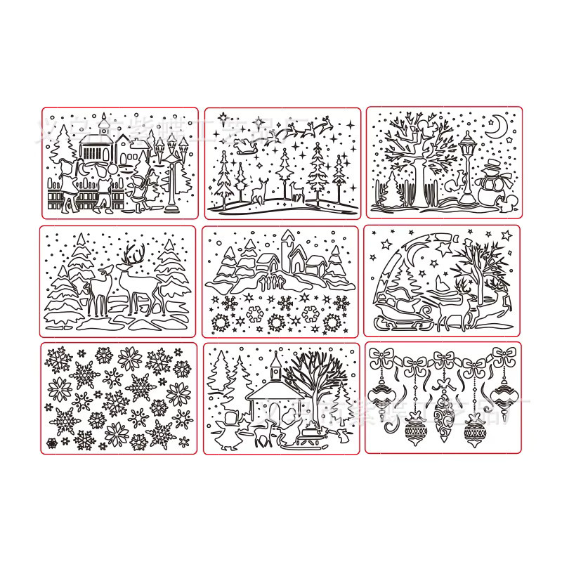Bview Art Weihnachtsschablonen zum Malen, 9 Stück wiederverwendbare Bastelvorlagen aus Kunststoff für DIY-Projekte und Kunstarbeiten - Bild 3
