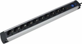 as-Schwabe Überspannungsschutz-Steckdosenleiste ALUX mit 10-fach Steckdose und USB-C in Schwarz/Silber - Bild 1