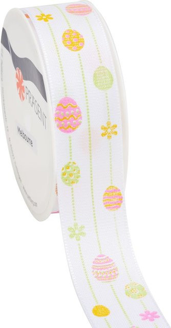 Buntes Seidenband Ostern mit Blumen und Ostereiern aus Polyester - Bild 1