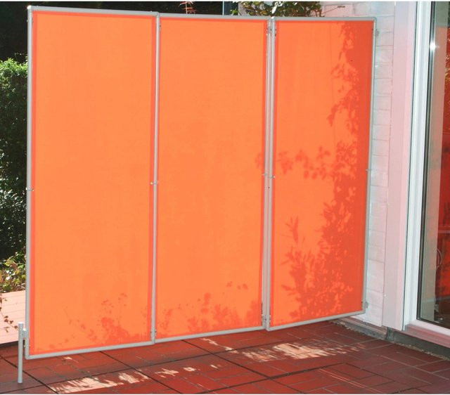 Floracord Paravent Wind- und Sichtschutz aus Aluminium und Polyester in Terracotta, Breite: 210 cm, Höhe: 170 cm - Bild 1
