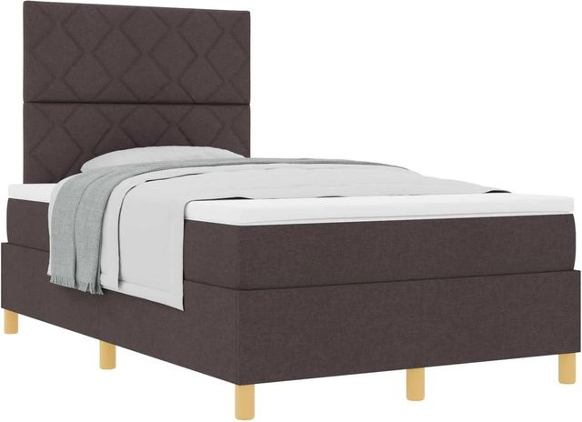 vidaXL Boxspringbett mit Matratze und Taschenfederkern in Braun, B/T: 120 x 200 cm - Bild 1