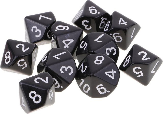 Allbestart 10-teiliges Set D10 Polyederwürfel Acryl für Rollenspiele - Bild 1
