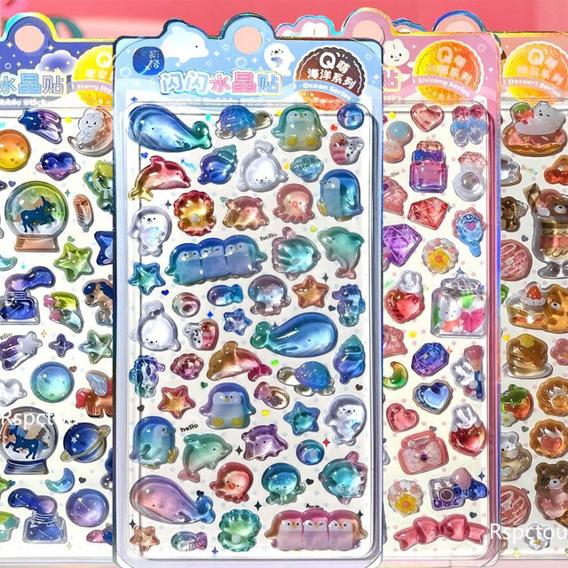 Charile Kawaii Tiere Dessert Cartoon 3D Relief Aufkleber, 4-teiliges Set - Bild 1