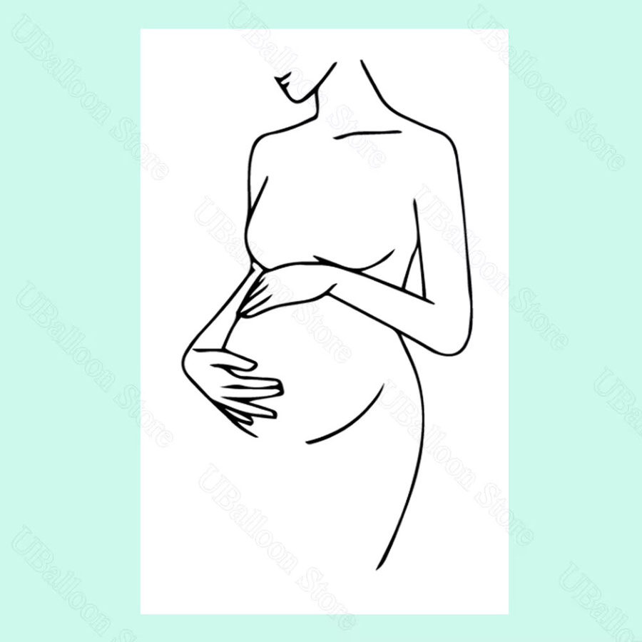 Aufkleber mit Motiv einer schwangeren Frau für Babypartys und Gender Reveal Dekoration in Gold und Weiß - Bild 2