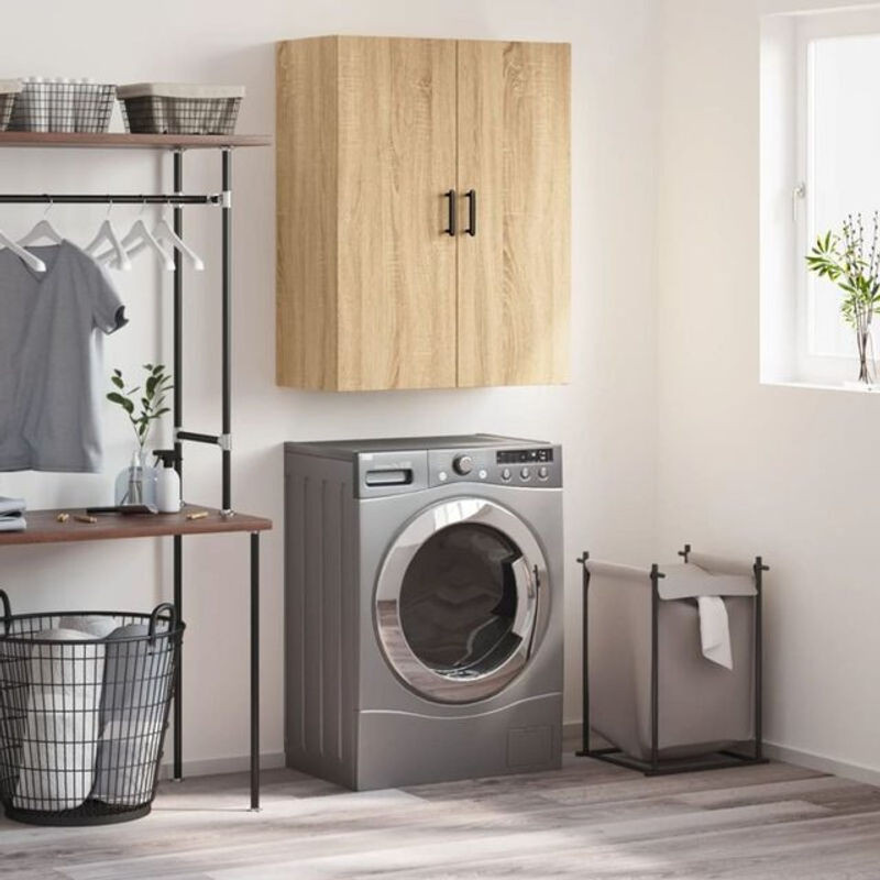 Wandschrank Vidaxl in Sonoma-Eiche Natur mit Drehtüren im skandinavischen Design, B/T/H: 69,5 x 34 x 90 cm - Bild 1