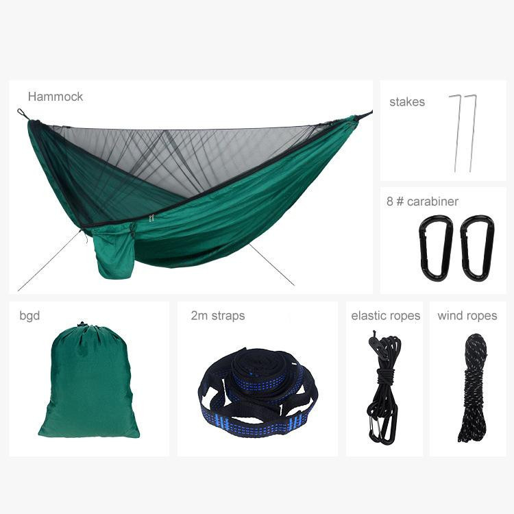 Binchi Outdoor Product Camping Hängematte mit Moskitonetz in Grün, B/T/H: 290 x 140 cm - Bild 3