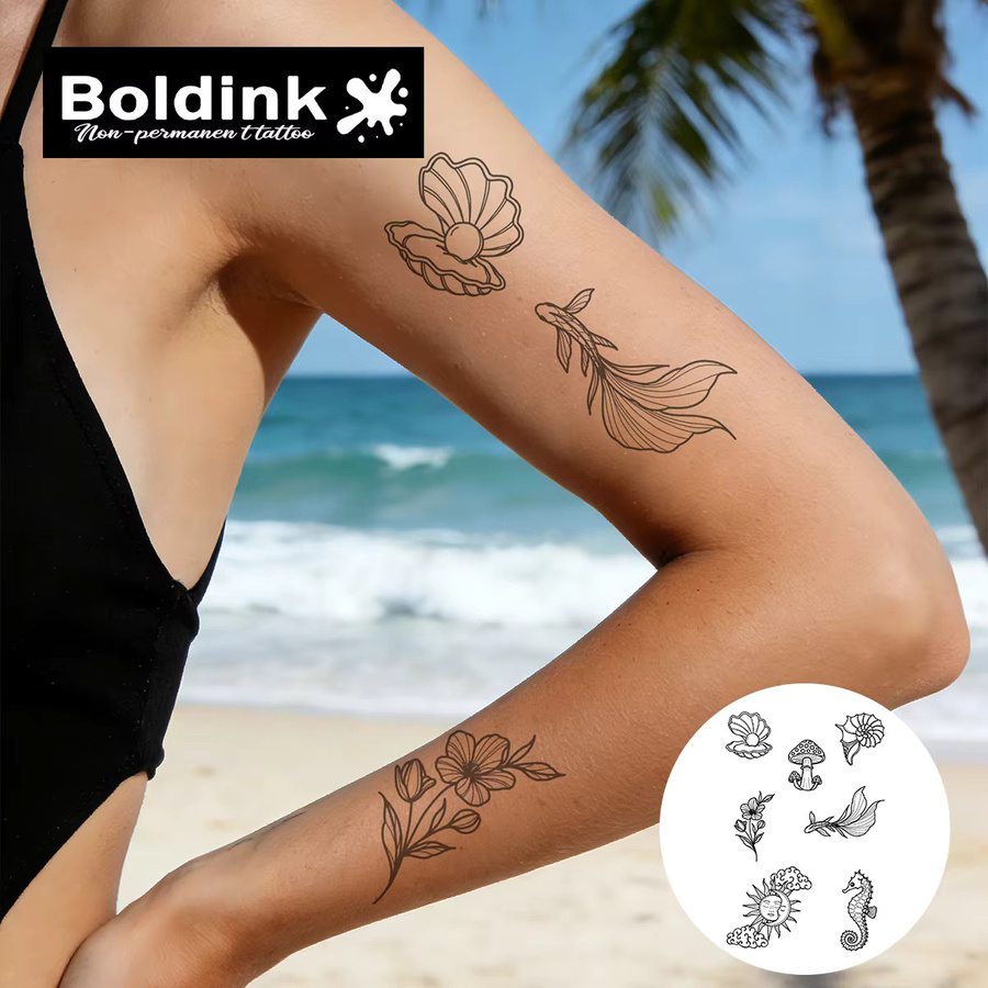 BOLDINK Tattoo-Aufkleber, Unisex, Meeres- und Naturmotiv - Bild 2