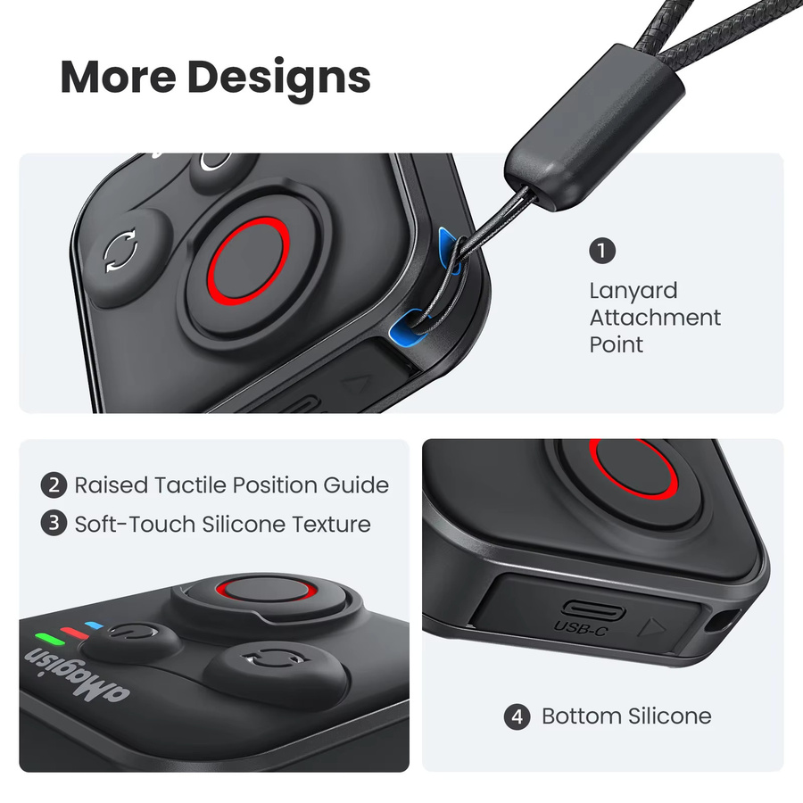 DJI Drahtlose Fernbedienung mit Handschlaufe für Osmo Action 6, Action 5 Pro, Action 4 und Osmo 360 in Schwarz - Bild 3