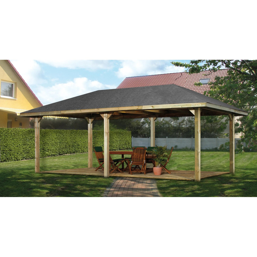 Weka Gartenlaube Paradies B mit Satteldach aus Massivholz, braun, B x T: 678 x 380 cm - Bild 2