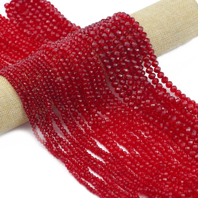Wlyees Perlen, rot, facettiert, rund, 3/4/6/8mm - Bild 1